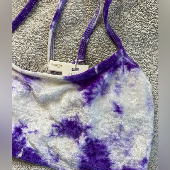 Frankie’s bikinis SET crushed velvet purple top medium bottoms large - Picture 3 of 7